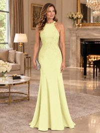 Halter Neckline Lace Appliques Mother of The Bride Dresses