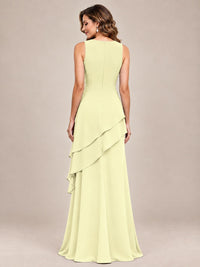 Dusty Blue Two-Piece Chiffon Mother of the Bride Dress with Jacket