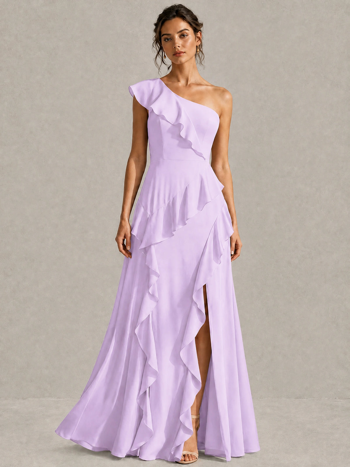 Sage Green One Shoulder Ruffle Bridesmaid Dress