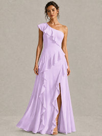 Sage Green One Shoulder Ruffle Bridesmaid Dress