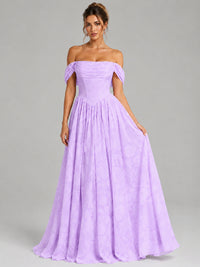 Off Shoulder Jacquard A-Line Maxi Dress