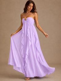 Srapless Sweetheart Chiffon Prom Dress Ruffle Formal Evening Gown