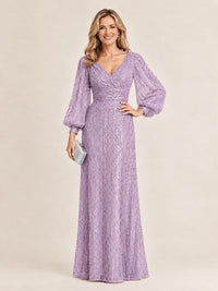 Sparkle Sequin Mother of The Bride Dresses with Long Sleeves