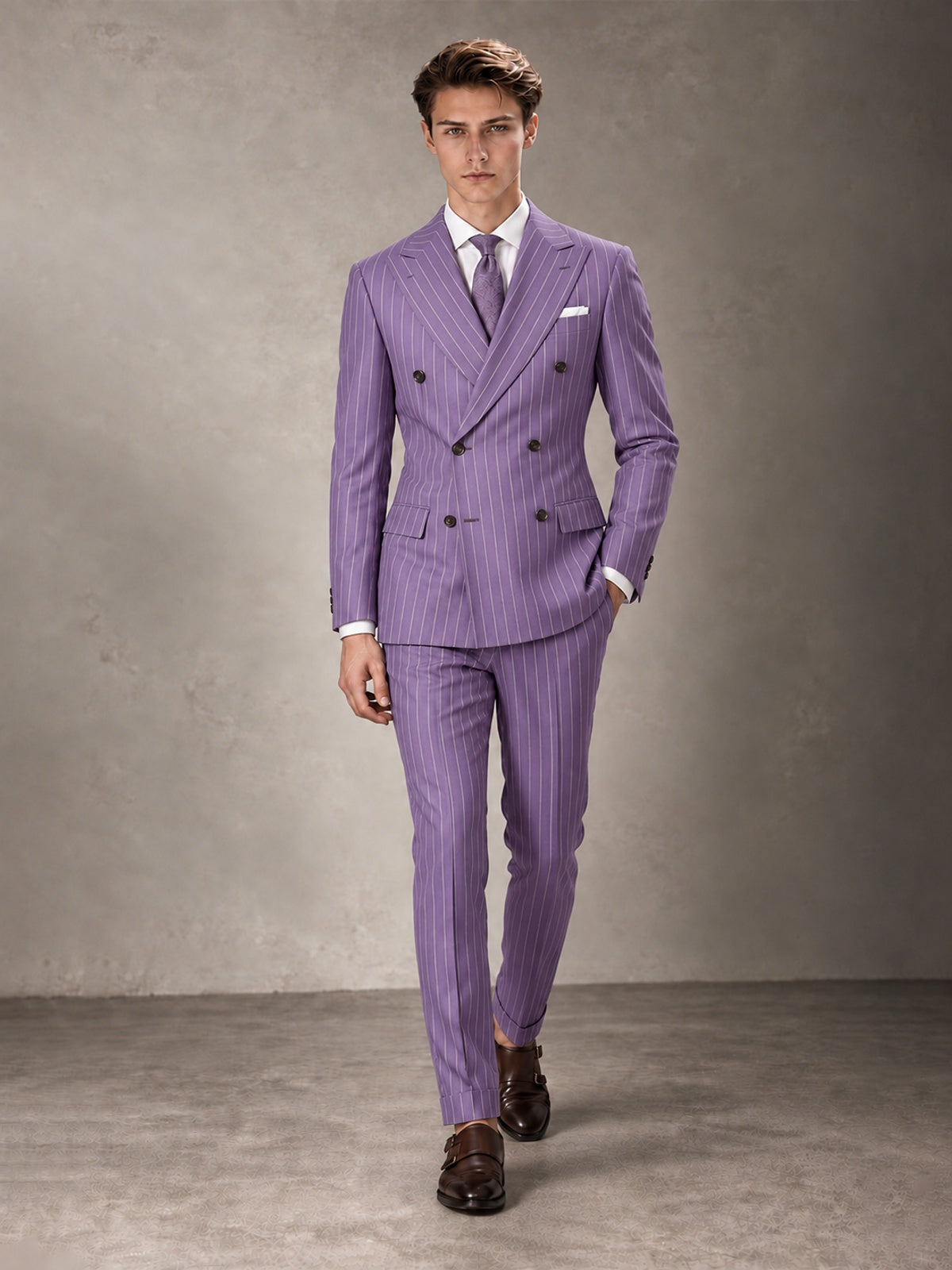 Double Breasted Pinstripe Men's Suit 2 Piece (Jacket & Pants) for Wedding & Formal Prom