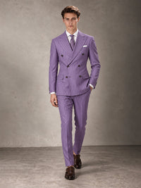 Double Breasted Pinstripe Men's Suit 2 Piece (Jacket & Pants) for Wedding & Formal Prom