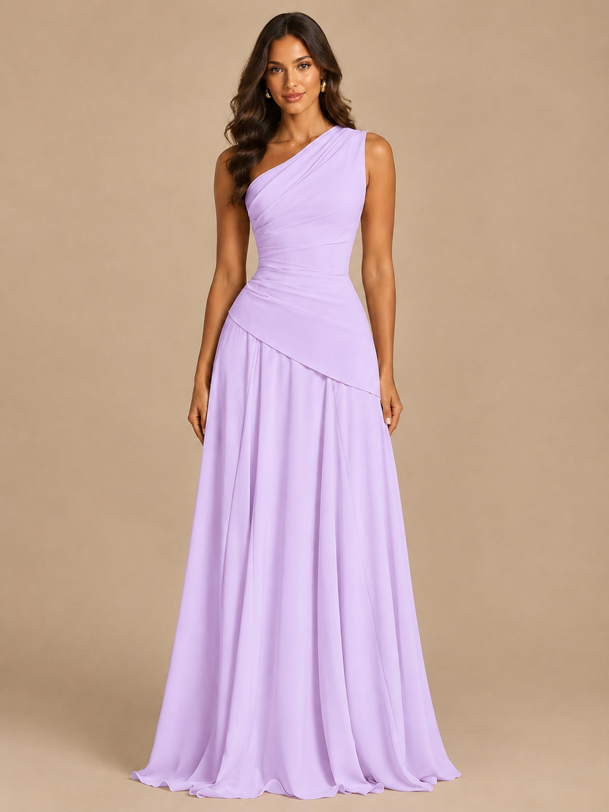 One Shoulder Prom Dress A-line Ruched Women Wedding Formal Gowns