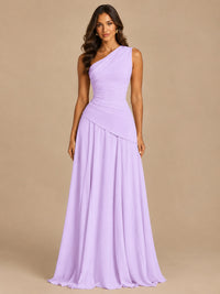 One Shoulder Prom Dress A-line Ruched Women Wedding Formal Gowns