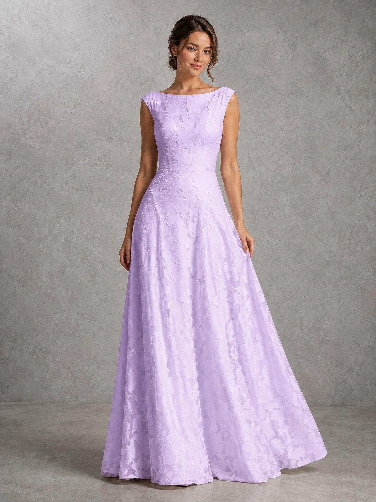 Blush Pink Lace Applique A-Line Bridesmaid Dress