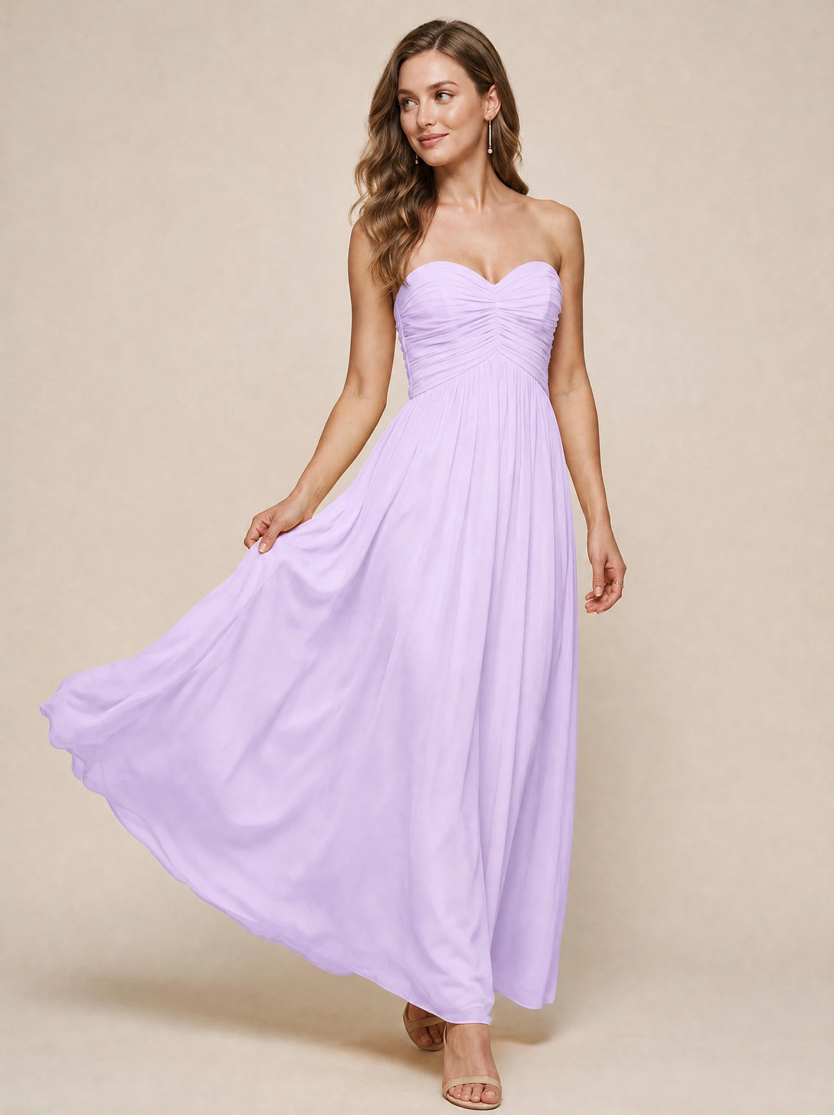 Strapless Pleated Chiffon A-Line Bridesmaid Dress