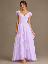 Ruffle Tiered V Neck Maxi Dress