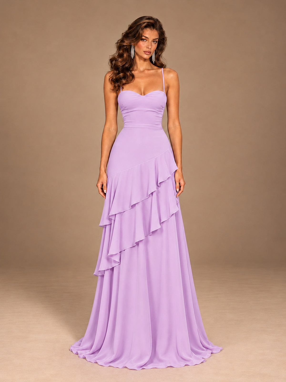Sweetheart A-Line Ruffle Prom Dress with Spaghetti Straps