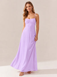 JOVELLEE Yellow Sweetheart Ruched Bust Chiffon Maxi Dress