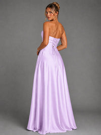 Sweetheart Neck Strapless Satin A-Line Prom Dress