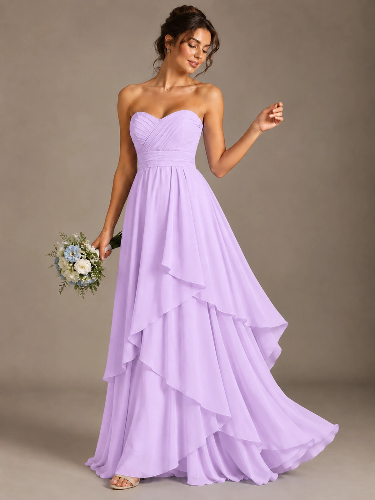 Strapless Ruffle A-Line Maxi Dress