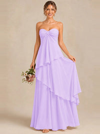 Strapless Chiffon Bridesmaid Dress with Tiered Ruffles
