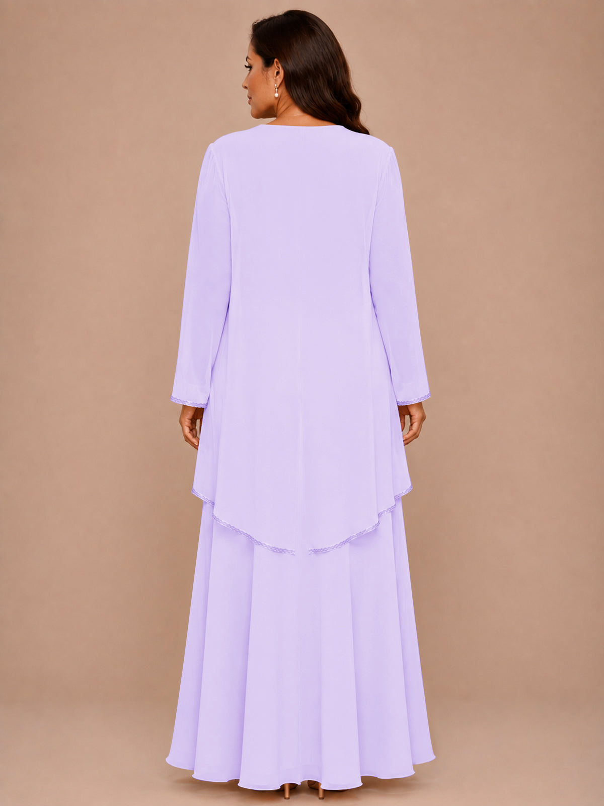 Champagne Beaded Chiffon Mother of the Bride Dress with Jacket V-Neck Gown