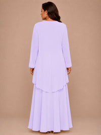 Champagne Beaded Chiffon Mother of the Bride Dress with Jacket V-Neck Gown