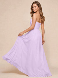Strapless Pleated Chiffon A-Line Bridesmaid Dress