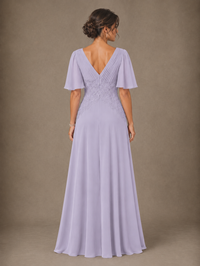 A-Line Chiffon Mother of the Bride Dress with Applique