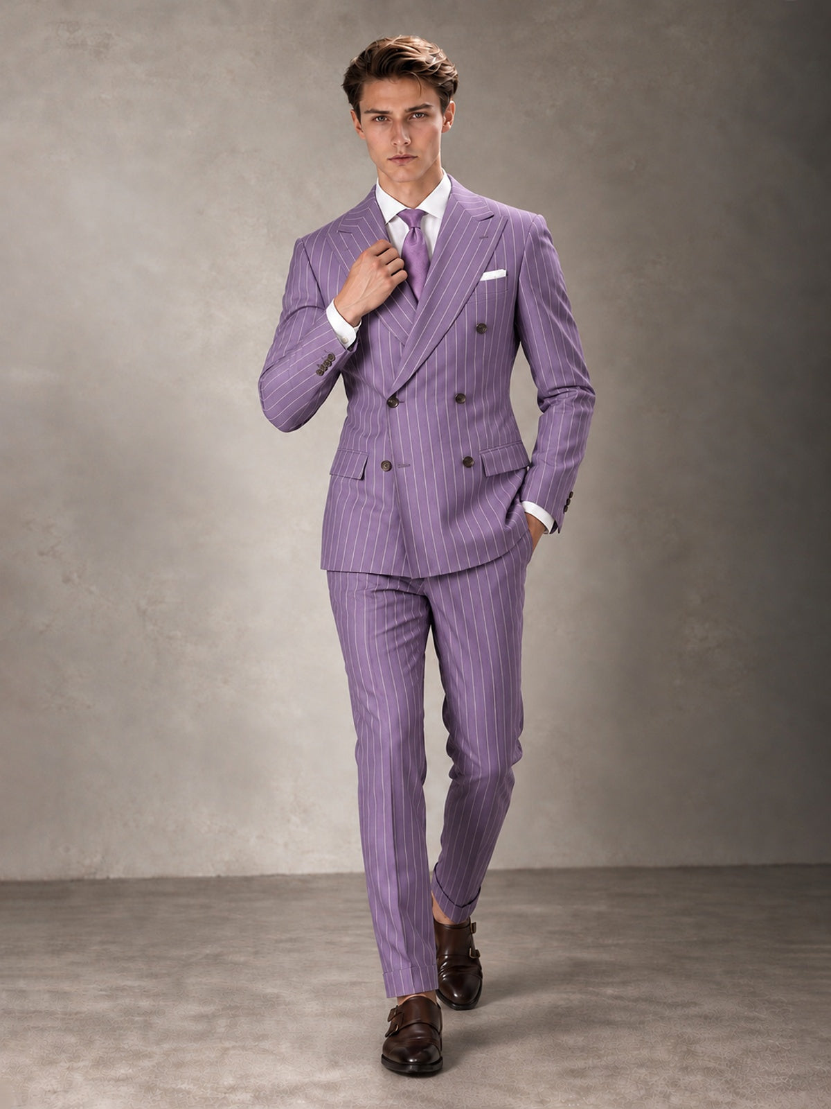 Double Breasted Pinstripe Men's Suit 2 Piece (Jacket & Pants) for Wedding & Formal Prom