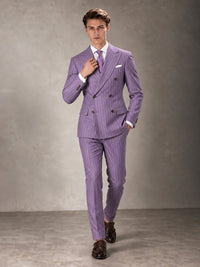 Double Breasted Pinstripe Men's Suit 2 Piece (Jacket & Pants) for Wedding & Formal Prom
