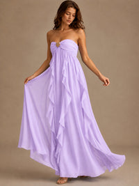 Srapless Sweetheart Chiffon Prom Dress Ruffle Formal Evening Gown