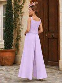 Elegant 3-Piece Chiffon Mother of the Bride Pantsuit with Floral Applique Jacket
