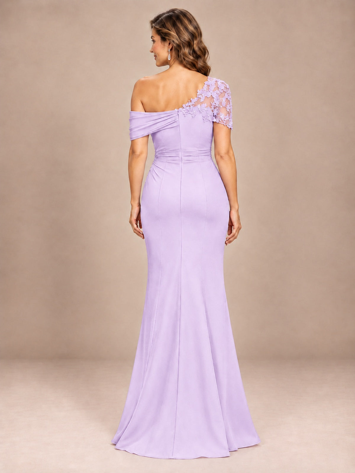 One Shoulder Chiffon Mother of The Bride Dress