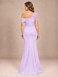 One Shoulder Chiffon Mother of The Bride Dress