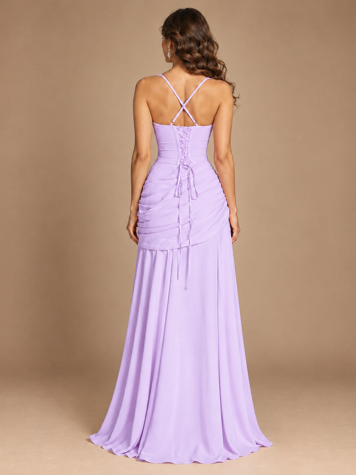 Butter Yellow Square Neck Ruched A-Line Prom Dress