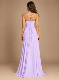 Butter Yellow Square Neck Ruched A-Line Prom Dress