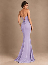 Emerald Green Strapless Mermaid Prom Dress with 3D Rose & Keyhole Cutout