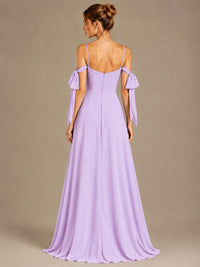 A-Line Ruffles Chiffon Bridesmaid Dress with Slit