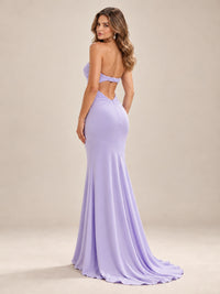 Light Blue Strapless Sweetheart Mermaid Prom Dress with Pleated Bodice