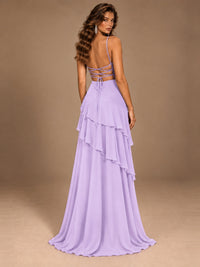 Sweetheart A-Line Ruffle Prom Dress with Spaghetti Straps