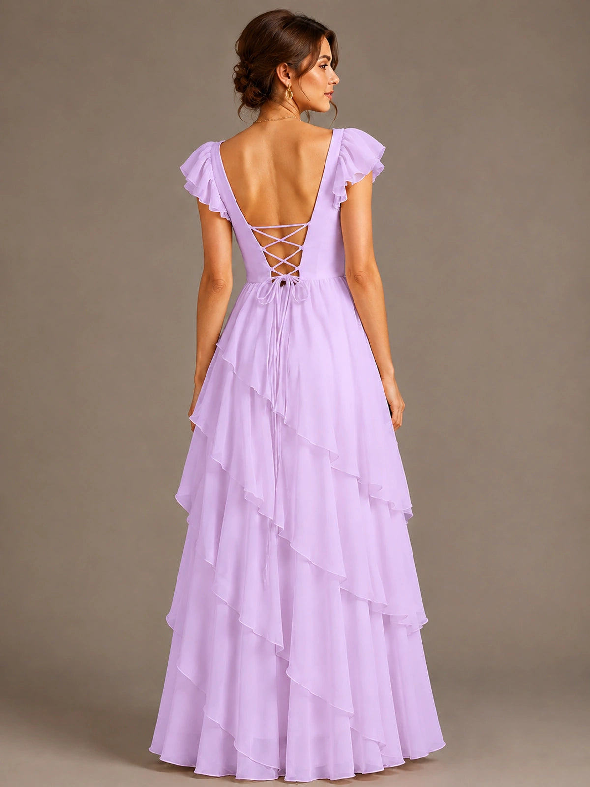 Ruffle Tiered V Neck Maxi Dress
