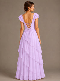 Ruffle Tiered V Neck Maxi Dress