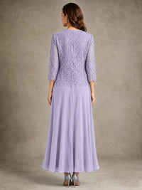2-Piece Chiffon Mother of the Bride Dress with Lace Jacket