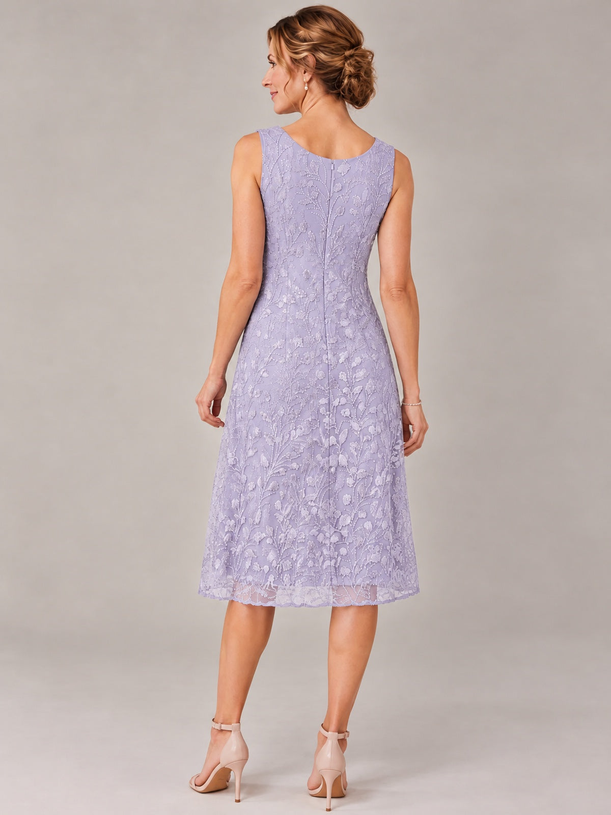 Tea Length Sequin Lace Mother of The Bride Dress with Chiffon Jacket