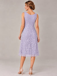 Tea Length Sequin Lace Mother of The Bride Dress with Chiffon Jacket