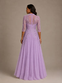 Embellished Appliques Mother of the Bride Dress with 3/4 Sleeves