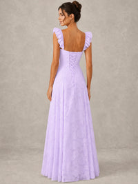 Jacquard Square Neck A-Line Maxi Dress