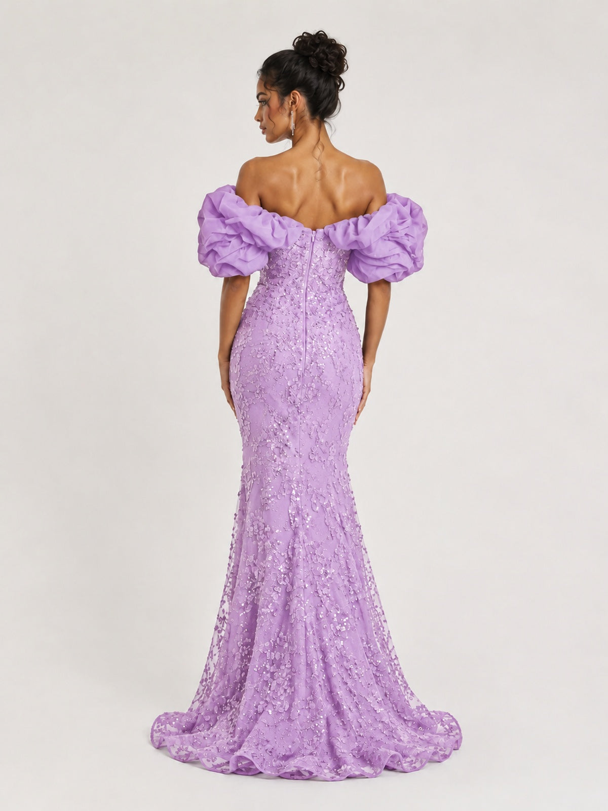 Sequin Off-Shoulder Ruffle Mermaid Prom Dress