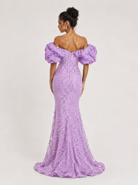Sequin Off-Shoulder Ruffle Mermaid Prom Dress