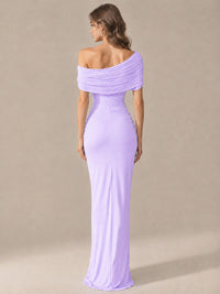 Elegant Draped Off Shoulder Ruched Mermaid Chiffon Formal Evening Gown