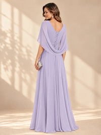 Ruched V Neck Mother of The Bride Dresses with Shawls Appliques and Cap Sleeves