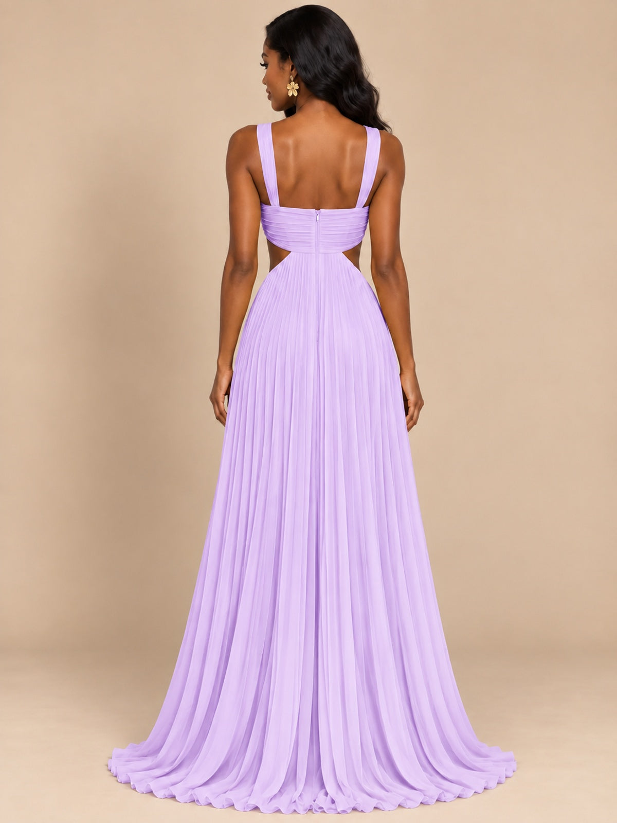 Butter Yellow Pleated Cutout Maxi Dress