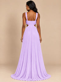 Butter Yellow Pleated Cutout Maxi Dress