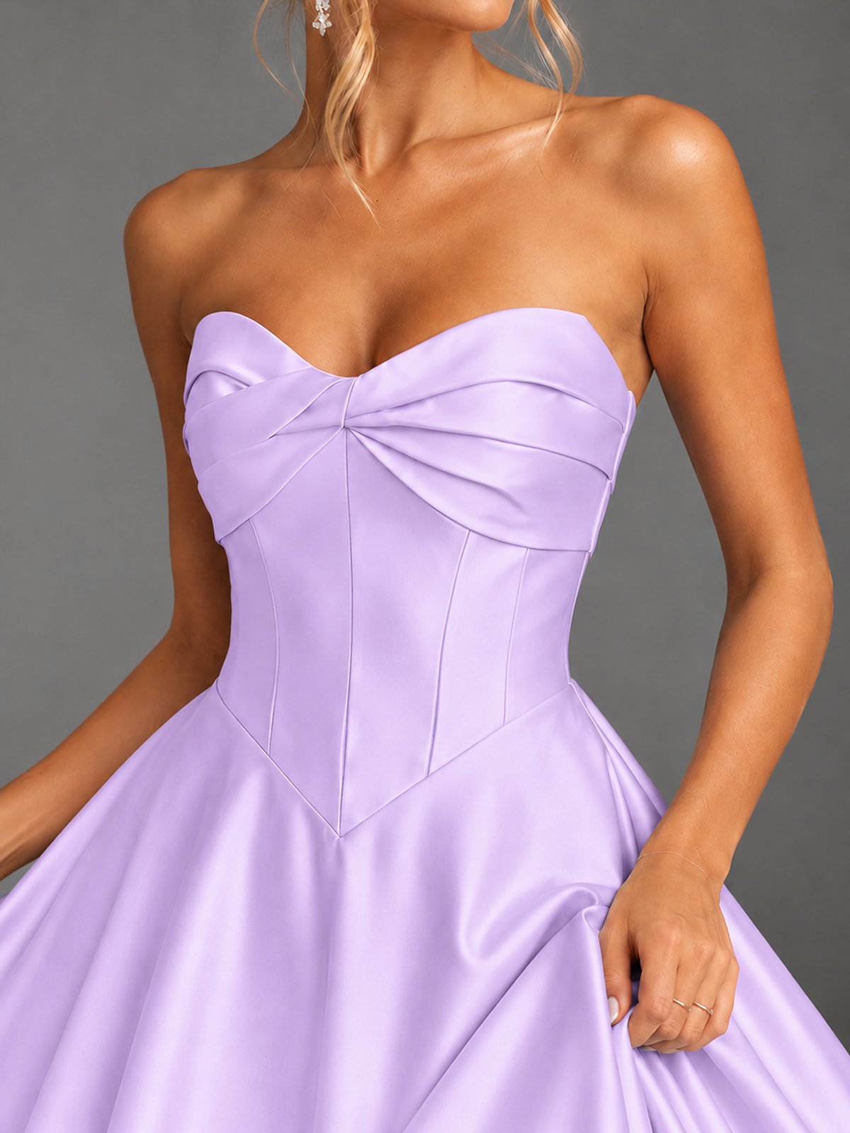 Sweetheart Neck Strapless Satin A-Line Prom Dress