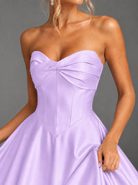 Sweetheart Neck Strapless Satin A-Line Prom Dress